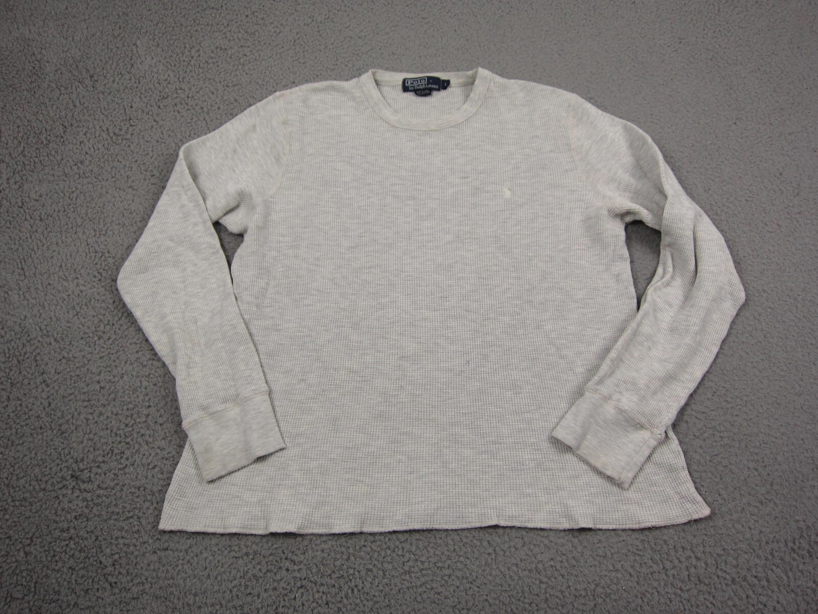 Camicia Ralph Lauren vintage adulto grande grigio bianco pony cialda termica uomo anni 90