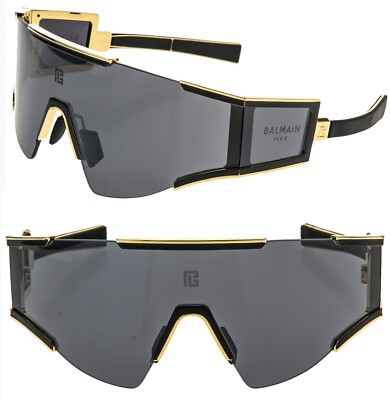 BALMAIN FLECHE BY AKONI BPS138 Titanium Gold Black Fashion Wrap BPS 138 Sunglass