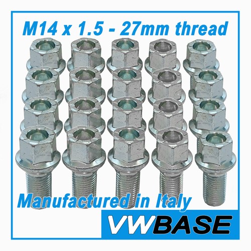 Bullo dado ruota sedile Leon 17 mm M14 x 1,5 27 mm raggio filo perno OE x 20 - Foto 1 di 8