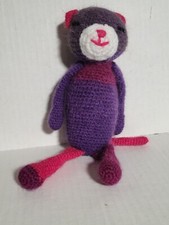 Crocheted Cat Stuffed Animal Handmade Mismatched Multicolor