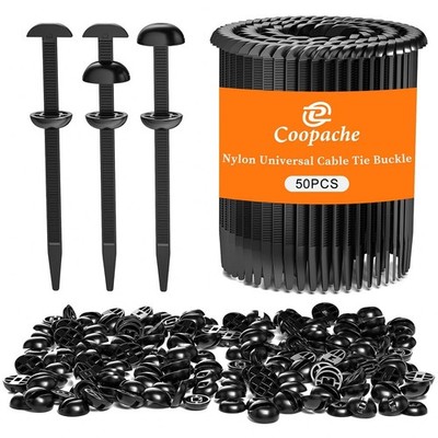 Coopache Nylon Universal Kabelbinder Schnalle für Auto Schwerlast 50 STCK. Schwarz