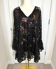 Women's Free People Falling Flowers Frock Dress Embroidered Holiday Glam Medium