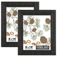 CORE ART 8x10 Rustic Black Wood Picture Frame Set of 2, Real Glass