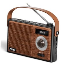 AM FM Radio Portable Retro Bluetooth Speaker Support USB/TF/AUX Player, Brown