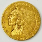 1909 US Indian Head Gold Quarter Eagle Coin $2.50
