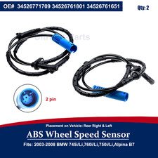 Leftright Abs Sensor For 2004-2008 Bmw 760i 760li E65 F01 Direct Fit 2pcs Oem