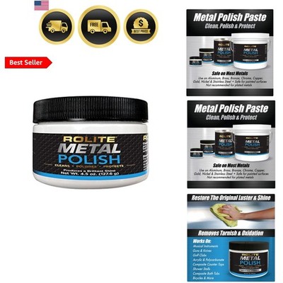 Metal Polish Paste, 4.5 oz, Industrial Strength Scratch Remover & Cleaner for...