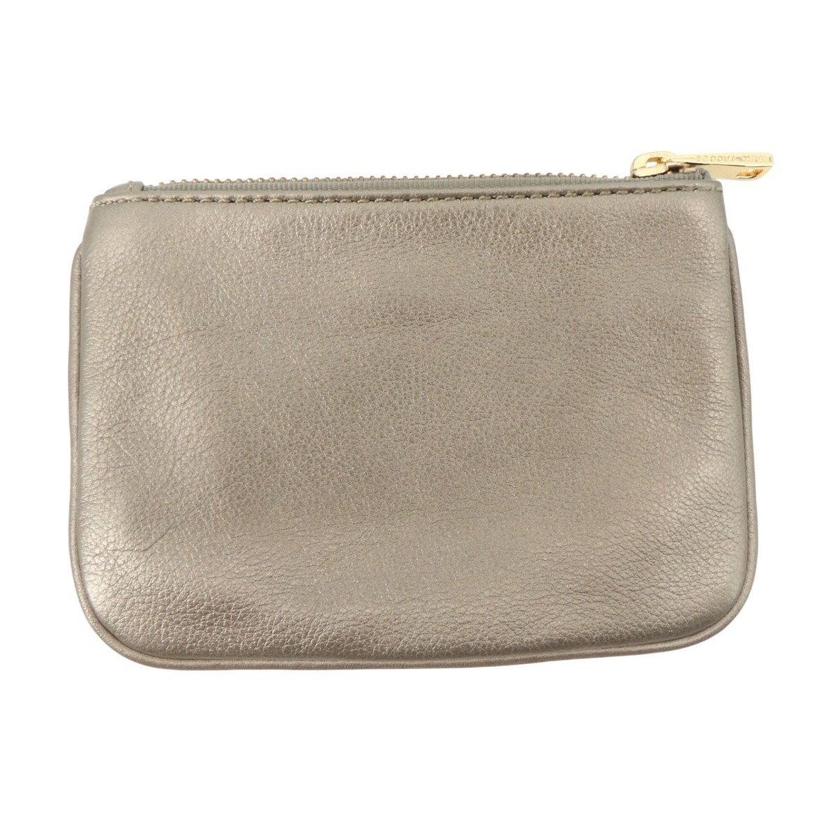 Marc Jacobs Soft Pebble Leather Platinum Colored Zip Top Coin