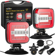 Wireless LED Trailer Light Kit, Square Portable Magnetic Stop Turn Reverse Licen