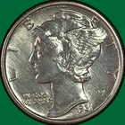 1931-S Mercury Dime Choice Almost Uncirculated AU+/UNC Coin, Cleaned #41365