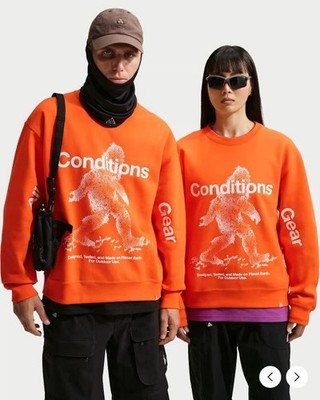 NEW MENS XS S NIKE ACG TUFF FLEECE PULLOVER CREW NECK SWEATSHIRT ORANGE IF1490