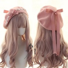 Japanische Lolita Baskenm&uuml;tze Damen Winterschmuck Lacebow warm