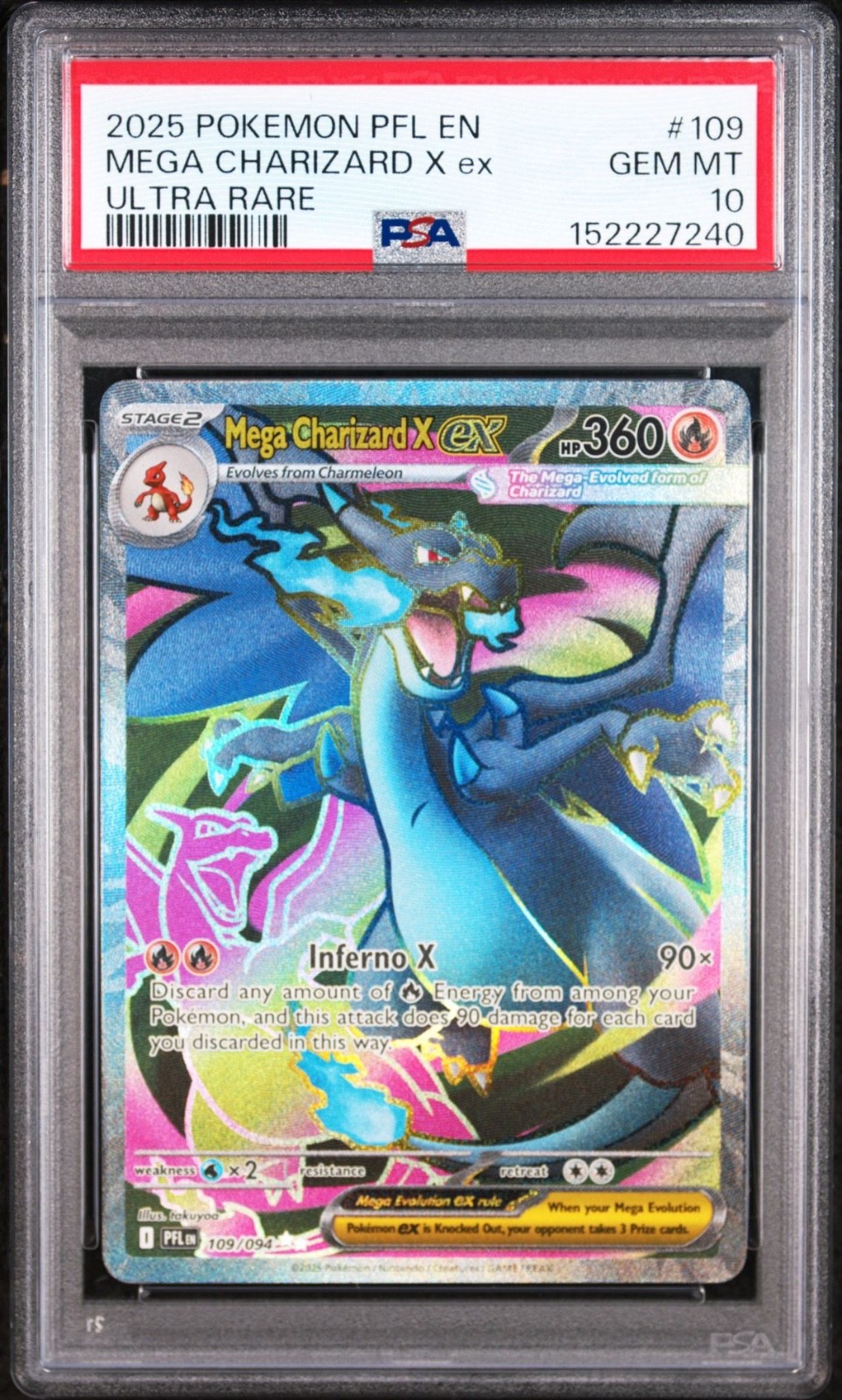 Pokemon Mega Charizard X Ex Phantasmal Flames Ultra Rare #109 PSA 10 Gem Mint