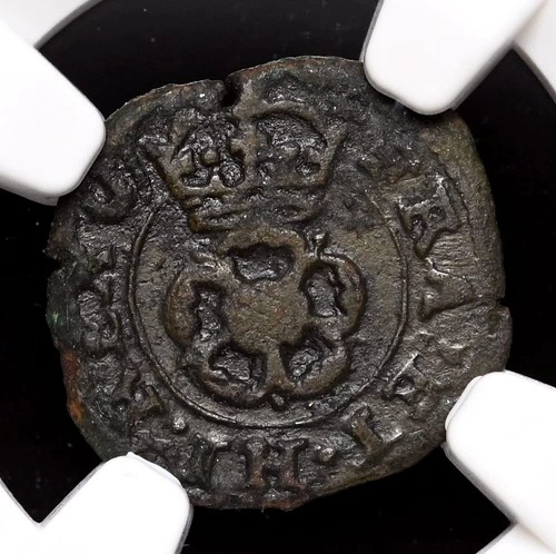 ENGLAND. Charles I, 1625-1642. Copper Rose Farthing, NGC XF Details
