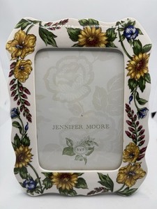 Vintage Porcelain Vibrant Floral 7" x 9" Picture Frame by Jennifer Moore