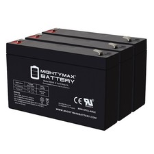 Mighty Max 6V, 9Ah, AGM, F2 Battery Compatible with BB HR9-6, HR96 UPS - 3 Pack