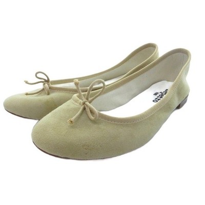 Repetto Ballet Shoes Pumps Flat Sole Ribbon Suede Beige 38 1 2 HW IBO95