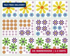 12 Sheets Flower Stickers, Self Adhesive Daisy Stickers, Vinyl Retro Cute Flower