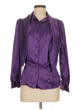 St. John Women Purple Long Sleeve Blouse S