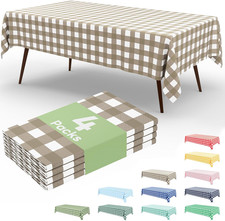 Misaya 4 Packs Buffalo Disposable Table Cloth, 54 X 78 Inch Waterproof Plastic T
