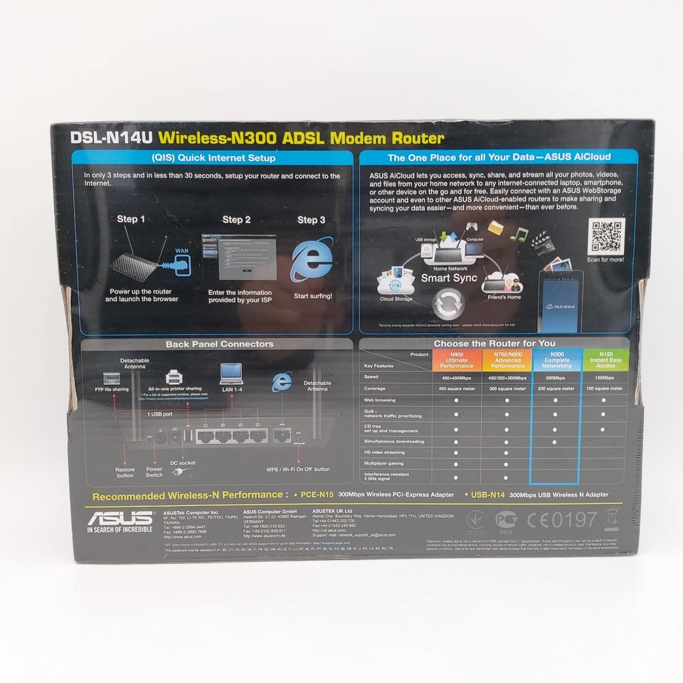 Asus DSL-N14U ADSL Modem Router Wireless N300 - 300 Mpbs - NEU✅ - Image 2 of 4