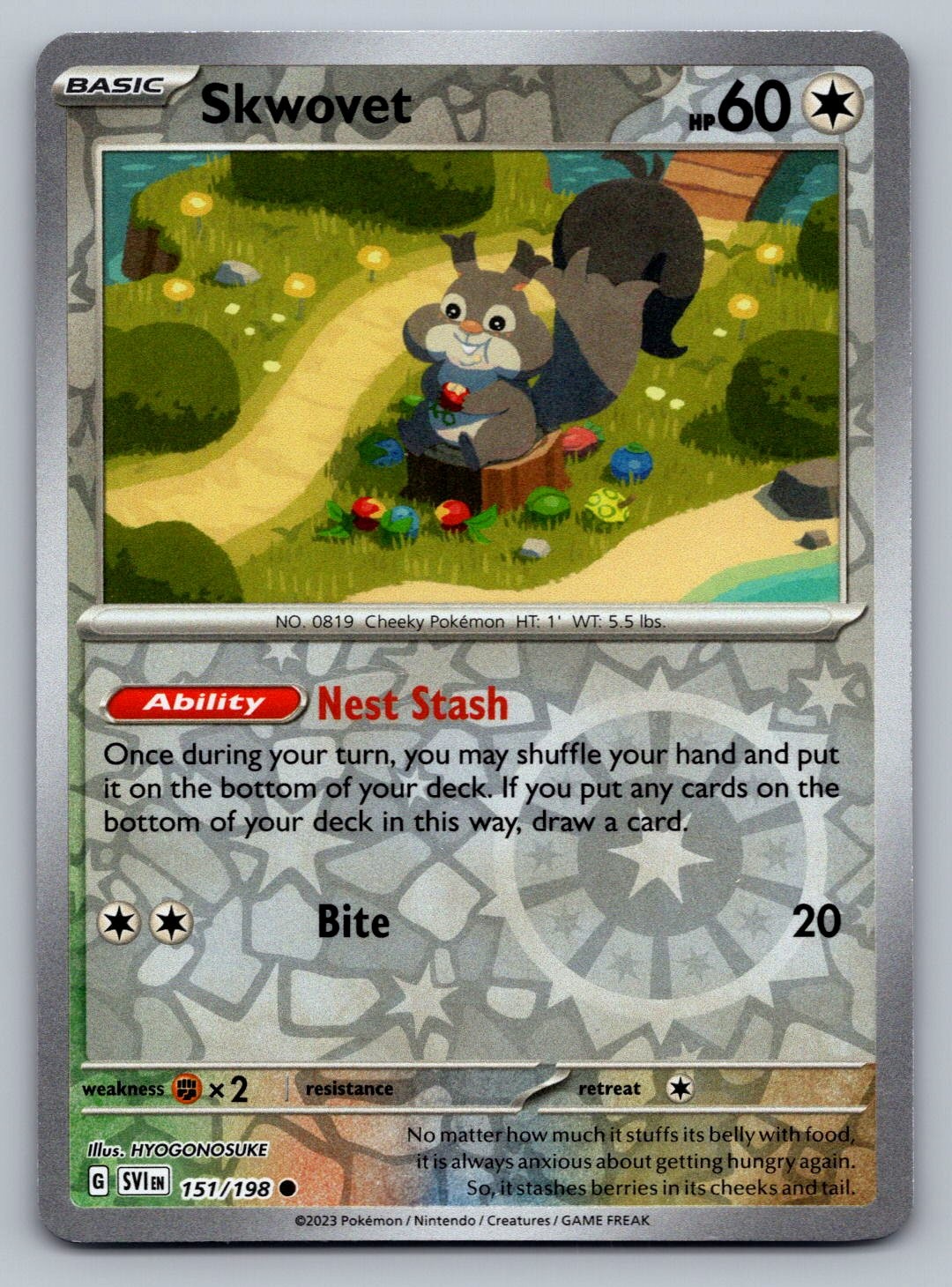 Pokemon TCG SV01: Scarlet & Violet Base Set Skwovet 151/198 Reverse Holo