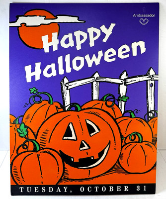 Vintage 1990s HAPPY HALLOWEEN Large Store Display Double Sided 26 x 20