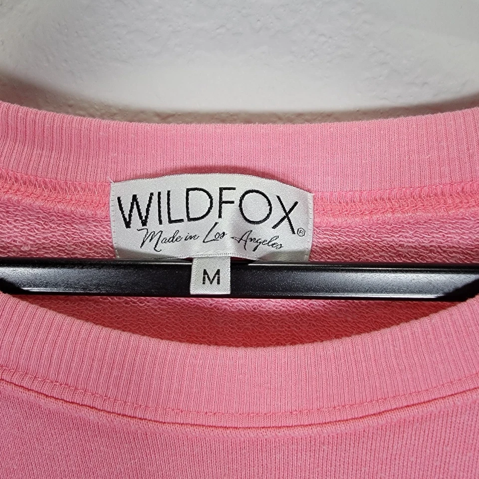 Sudadera Pullover Wildfox 76 Gráfica Cuello Redondo Rosa Azul Rayas Mediana Foto 3 de 4
