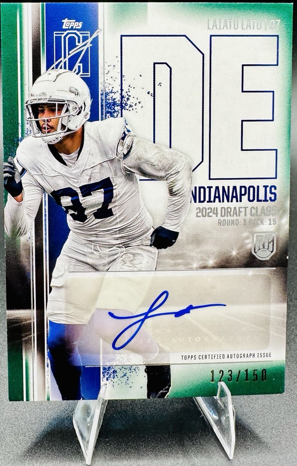 Laiatu Latu Topps Signature Class Rookie Class Autograph Variation #RCALL Green