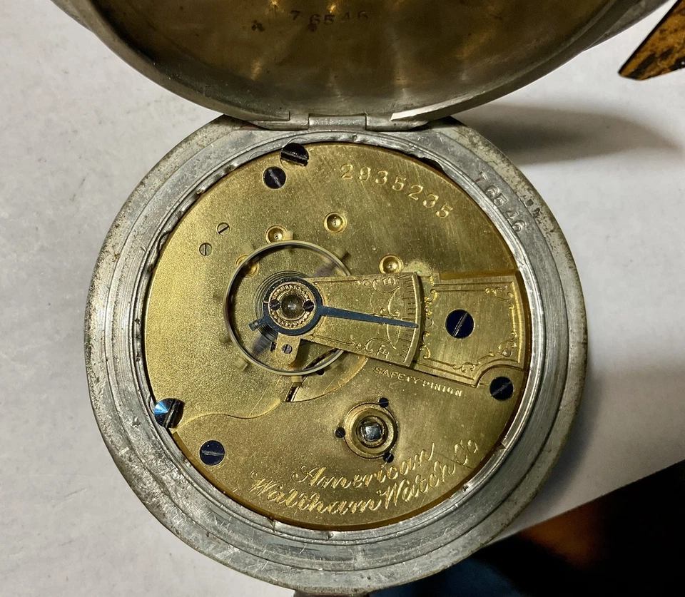 Antique Waltham Broadway 1877 Pocket Watch  Good Balance 18s 7j  - Image 3 of 4