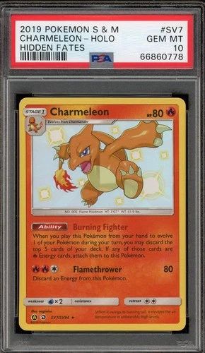Pokemon Charmeleon Holo Hidden Fates SV7/SV94 PSA 10 Gem Mint