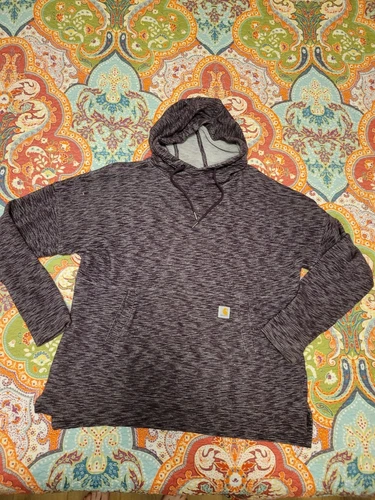 VETEMENTS Carhartt Relaxed Fit Pullover Felpa con Cappuccio Taglia Large Fori Pollice Tasca Erica Viola