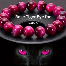 Rose Tiger Eye Bracelet - Luck and Wealth - Natural Gemstone Beads  UK  