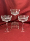 Vintage Anchor Hocking Legacy Champagne Coupe Glasses Diamond Cut Stemware Set 3