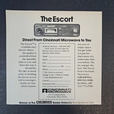 1979 Cincinnati OH Microwave The Escort Radar Detector Vintage Print Ad Mancave