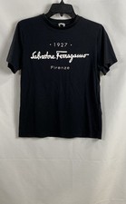 Salvatore Ferragamo Women's Black 1927 Firenze Graphic Cotton T-Shirt Made Italy