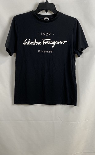 Salvatore Ferragamo Women's Black 1927 Firenze Graphic Cotton T-Shirt Made Italy