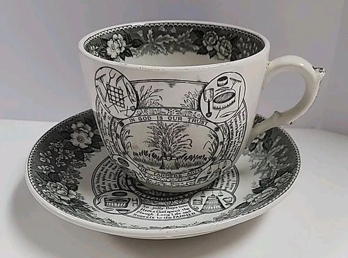 Antique Adams The Farmers Arms Porridge Cup Bowl Long Life And Success To Farmer