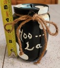 VTG Hand Painted Black and White Glass Jar Bank Moo La Cow Theme Bell — photo 3