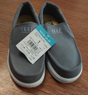 Reef Kids Swellsole Vibes Grey Slip On Casual Shoes Textile US Size 1 NWT