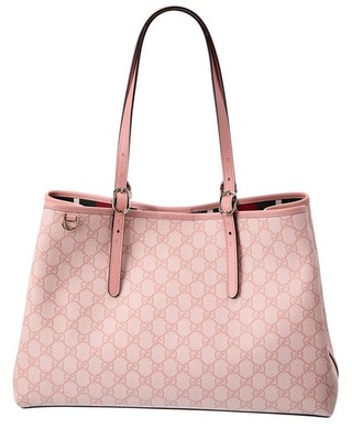 Gucci Gg Emblem Medium Gg Supreme Canvas & Leather Tote Women's Pink Ns