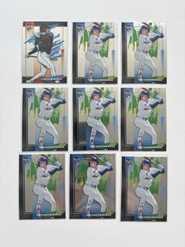 (9) 2026 Topps Finest Carson Benge #59 Rookie Lot w/ Uncommon RC Mets