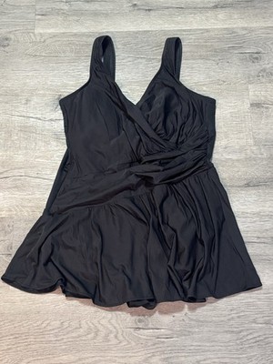 Miraclesuit Women's One Piece Swim Dress Estilo Black size 22W Skirted Swimsuit