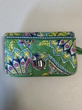 Vera Bradley Turn Lock Wallet RFID Emerald Paisley Retired Pattern
