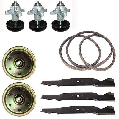 54'' Deck Rebuild Kit Fits Craftsman 247.2506.10 Blades Spindles Pulleys Belt