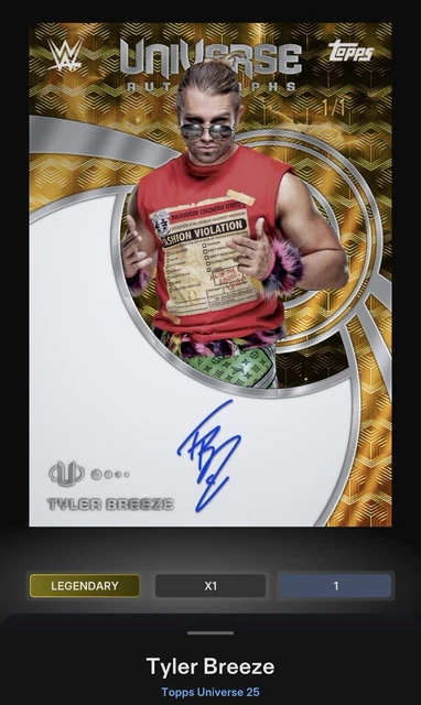 Tyler Breeze 1/1 FoilFractor 1cc Signature Legendary Topps Slam WWE Universe 25