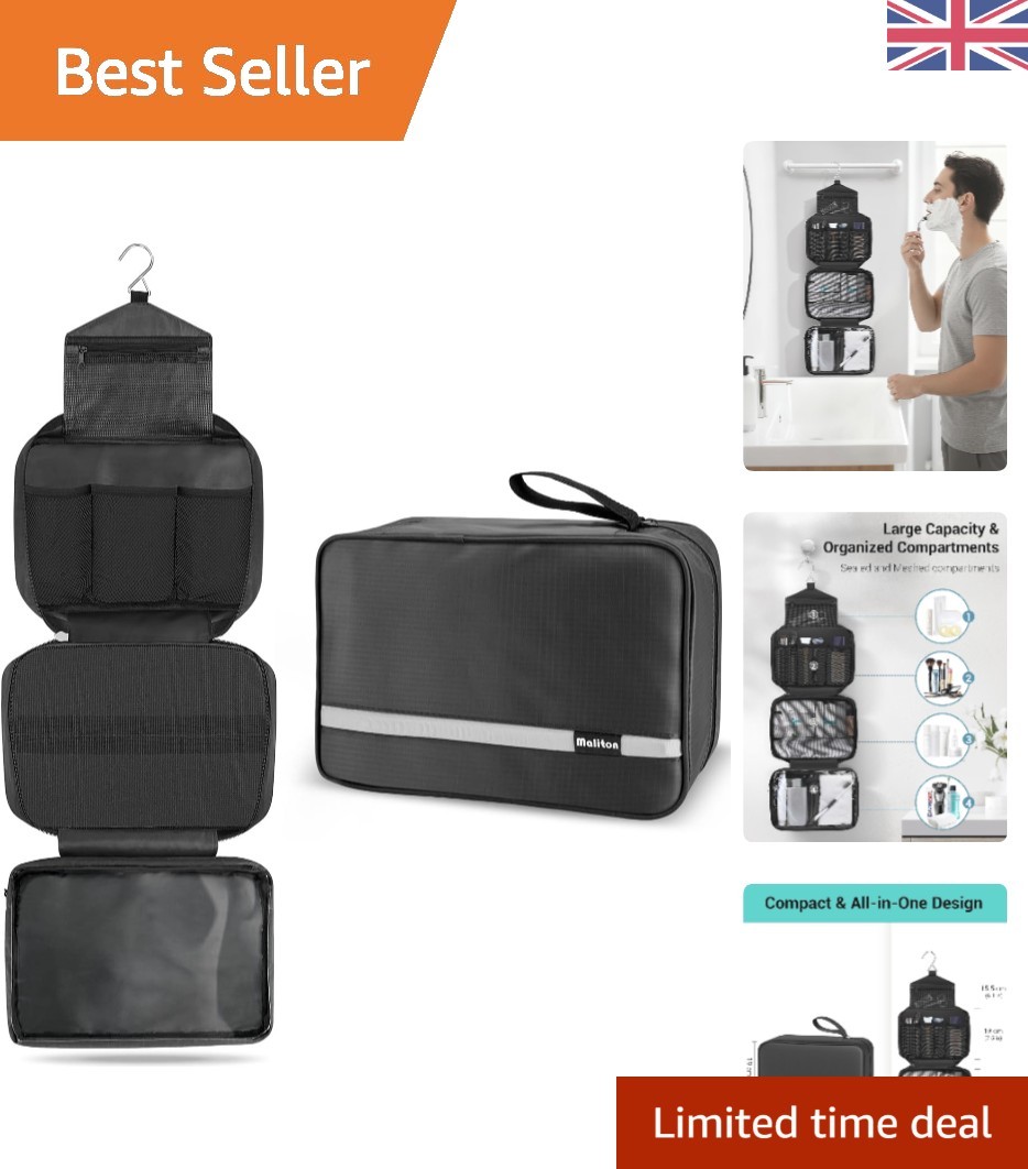 Hanging Toiletry Bag, Waterproof Large Mens Wash Bag, Foldable Travel Toiletr...