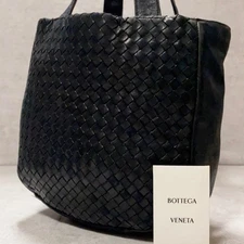 BOTTEGA VENETA Intrecciato Business Tote Bag Handbag Black Leather Authentic