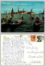 Vintage 1968 Venice Italy Postcard - San Giorgio Maggiore & Gondolas Posted