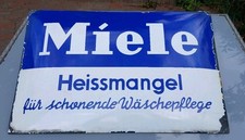 Riesiges Vintage MIELE Heissmangel Emailleschild 75x50cm Boos und Hahn 